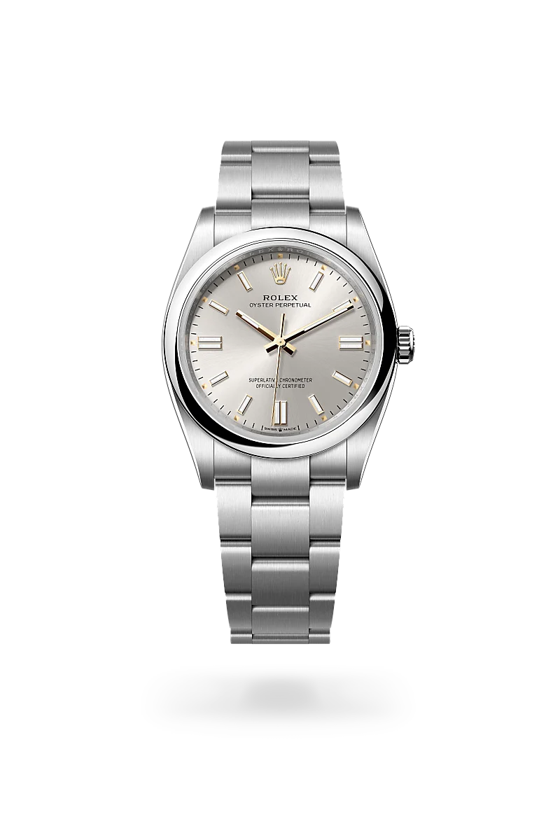 Rolex Oyster Perpetual 36 in Oystersteel with Silver dial, Domed bezel, and Oyster, three-piece solid links bracelet