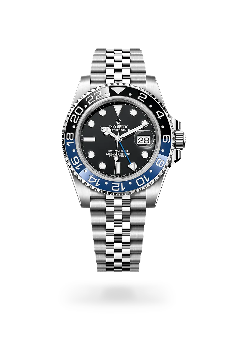 Rolex GMT-Master II in 蠔式鋼 with 黑色 dial, 雙向旋轉24小時刻度外圈；藍黑雙色Cerachrom陶質字圈，設鑄模數字及刻度 bezel, and 紀念型（Jubilee），五格鏈節 bracelet