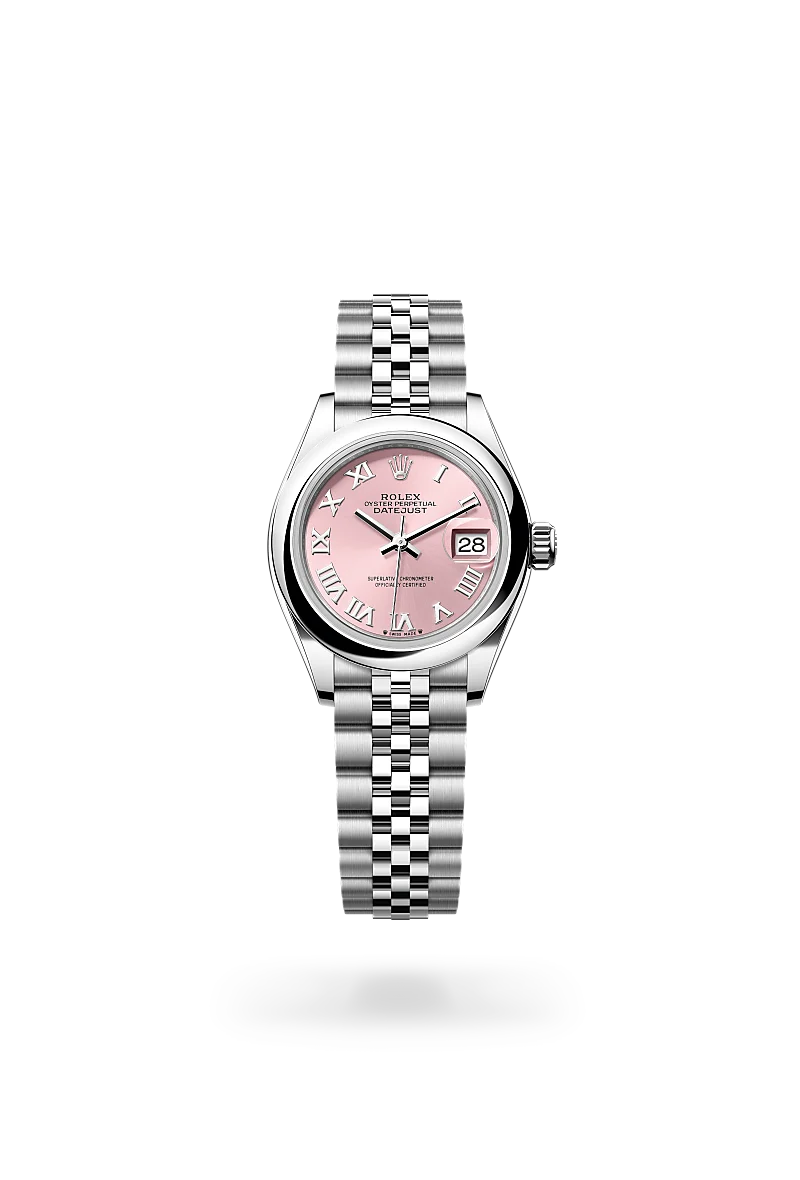 Rolex Lady-Datejust in 蠔式鋼 with 粉紅色 dial, 圓拱形 bezel, and 紀念型（Jubilee），五格鏈節 bracelet